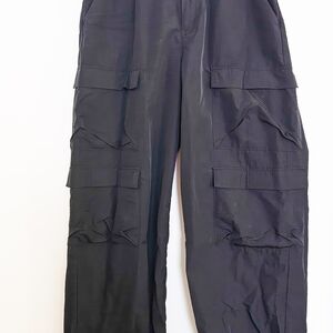 Women's Black Cargo Parachute Pants